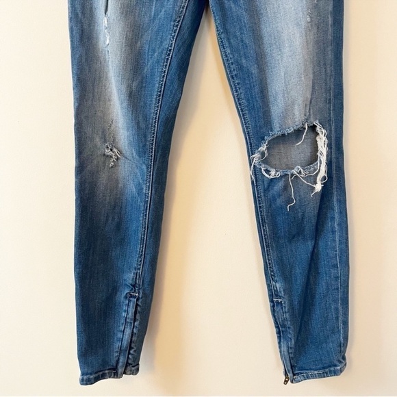 Pistola Medium Blue Distressed Ankle Zip Mid Rise Distressed Skinny Jeans Sz 27 - Picture 3 of 6